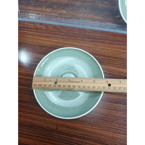 Vintage Harkerware Green 2 Pc Saucers Russel Wright Signed - Picture 12 of 13